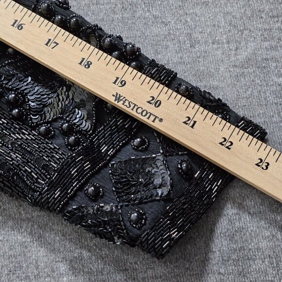 Joan Leslie Talbots Jacket Womens L Petite Black Top Sequins Beads Silk LS Vtg - Picture 6 of 16